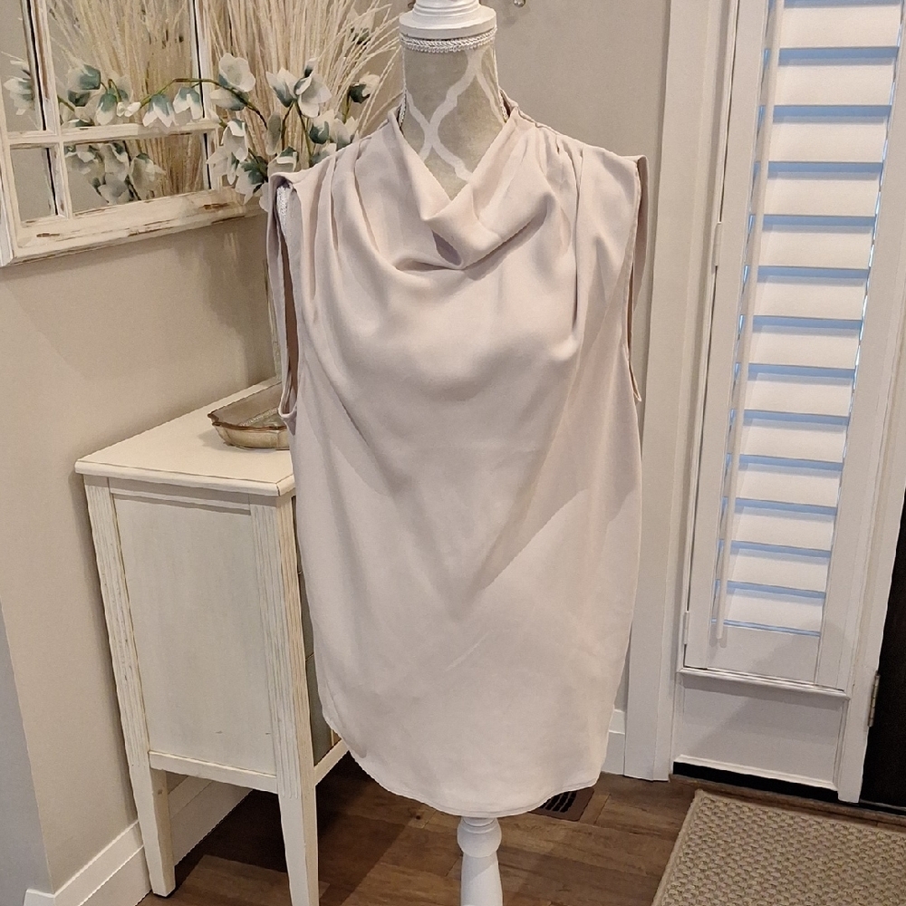 Babaton Pale Blush Sleeveless Cowl-Neck Blouse